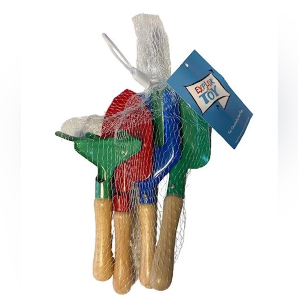 New! Kids Gardening or Beach Sand Tool 4-piece Set - Red, Green, Blue